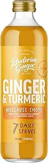 Buderim Ginger Authentic Jamu Shots – 7-Day Supply, Made with Bioactive Ginger and Tumeric Juice, 350mL Glass Bottle, Take 1 Shot a Day or add to Smoothies, Salad Dressing and Marinades.