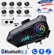Bluetooth 5.3 Motorcycle Helmet Headset Wireless Call Motorbike Headphone w/Mic