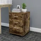 Miami 3 Drawer Bedside Table Filing Cabinet w/ Wheels Lockable Drawer (Rustic)