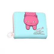 Nevenka Ladies Small Wallet Cute Cat Pattern Coin Purse Card Organizer-LightGreen