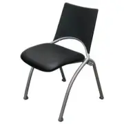 Linkable & Stackable Visitors Chair Medium Back Grey Metal Frame Hall Room