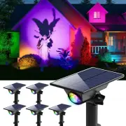 6 Pack Color Changing Solar Power Spot Lights Outdoor Waterproof LED Dusk to ...