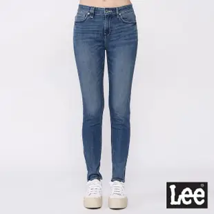 【Lee 官方旗艦】女裝 牛仔褲 / 涼感 433 中腰合身窄管 中藍洗水 / Jade Fusion 系列(LL20009472B)