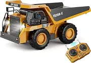 2FUN Remote Control Construction Dump Truck Toy - RC Dump Truck Toys- Construction Toys Vehicle, Toys for Boys 3-5 4-7 8-12 Year Old Kids Christmas Birthday Gift
