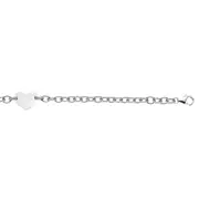 Sterling Silver Oval Link Chain And Heart Charm Women's Bracelet, 7.25"