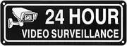 uxcell 1-Pack 24 Hour Video Surveillance Sign, 10" x 3.5" Reflective UV Protected Waterproof Security Camera Sign for House/Business/CCTV[Black+White]