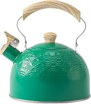 Whistling Tea Kettle Stovetop, 85 OZ/2.5 Liter Stainless Steel Teapot, 304 Food Grade Stainless Steel, Available with Induction Cooker and Gas Stove, Loud Whistling Kettle (Green)