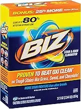 BIZ Stain & Odor Eliminator, 37.5 Ounce, Solid (Boxed), Laundry Stain Remover, Machine Wash