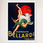 Galrie Bellardi Vermouth 1927 Vintage Advertising Poster Classic Art for Home Decor, White Frame, 50 x 70cm (20 x 28inch)