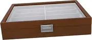 [JEWEDECO] Wooden Sunglasses Storage Box Slot Eyewear Organizer Case for Men Women Elegant Design Versatile Use Travel Soft Lined Interior for Scratch Protection