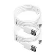 2 Pack 2m Long Data Transfer Charger Charging Micro USB Cable Cord for Android Phone Device Tablet Bulk White TPE Plastic
