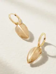 [By Pariah] By Pariah - Pebble 14-karat Recycled Gold Quartz Hoop Earrings - One size One size Gold