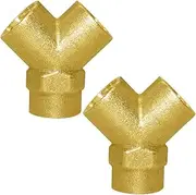 Joywayus Brass Pipe Fitting Y-shaped 1/4" NPT Female x 1/4" NPT Female x 1/4" NPT Female Connector 3-way Fitting Coupler Adapter (Pack of 2)