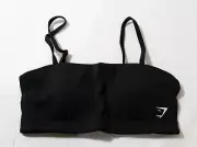 Gymshark Women's Adjustable Light Support Bandeau Sports Bra DH3 Black XS NWT