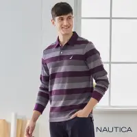 在飛比找Yahoo奇摩購物中心優惠-Nautica 男裝 經典粗條紋長袖POLO衫-紫