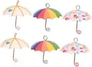 [COHEALI] Mini Umbrella Phone Case Accessories Set 6pcs Resin Diy Decorations Fashion and Stylish Phone Shell Ornaments Random Style