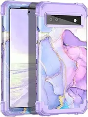 [Hekodonk] for Google Pixel 6A Case (2022),Heavy Duty Full Body Shockproof Protection Hard Plastic+Silicone Rubber Hybrid 3 in 1 Protective Phone Case for Google Pixel 6A,Amethyst Purple