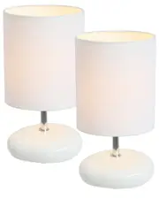 Lalia Home Stonies Small Stone Look Table Bedside Lamp 2pk Set