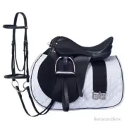 14 Inch Equitare All Purpose English Saddle Pkg - Black - Leather - 7" Gullet