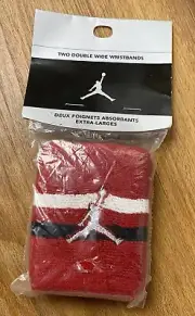 2002 Retro Air Jordan Double Wide Jumpman Wristbands Red/black/silver
