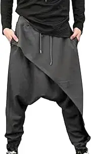 [Generic] Men's Harem Pants Hippie Pant for Men Low Crotch Sweats Slim Fit Trousers Harem Hip Hop Pants