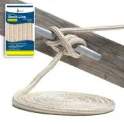 1/2" x 35' - Gold/White Durable Double Braided Nylon Dock Line - For Boats Up