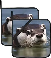Clawed Otter Potholders BBQ Pot Holders for Heat Resistant Potholder, Hot Pads,Cooking Baking(2-Pack)