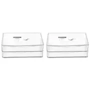 2x Boxsweden Crystal 2-Drawer 25x9.5cm Storage Unit Home Organiser Container