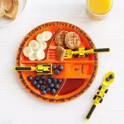 Dinneractive Eating Utensil Set for Kids – Construction Themed Plate,Fork Spoon