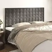 Bed Headboard Set of 4, Beds Head Frame Headboards 4 pcs Dark Grey 100 cm Velvet