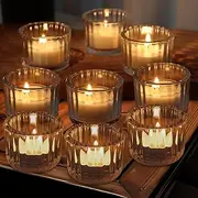12 PCS Clear Tealight Candle Holders, Glass Candle Holder, Votive Candle Holders Small, Tea Light Candle Holder Glass for Table Centerpiece Wedding Baby Shower Home Dinner Party Decorations