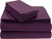 Luxury Solid Flannel Deep Pocket Sheet Set, Dark Purple, Queen