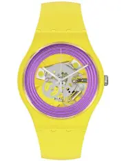 [Swatch] Purple Rings Watch in Yellow