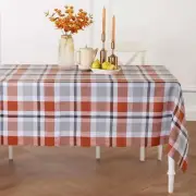 Solino Home Rectangle Linen Tablecloth for Thankgiving Party, Fall Buffalo Check