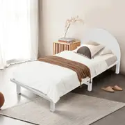 ACA Bed Frame Single Size Mattress Base Platform Round Headboard Bedroom Bedhead White