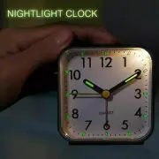 Quartz Alarm Clock With Night Light ,No Tick Snooze Silent Small Bedside Clocks.