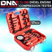 1000 Psi TU-15B Steel Cylinder Diesel Engine Compression Tester Tool Kits Red