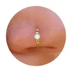 Tiny White Opal Nose Ring Hoop 24 G Nose Hoop Piercings - 14K Gold Filled White