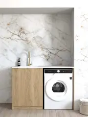 1300*600*900mm Otti Byron/Bondi Laminated Natural Oak Base Laundry Cabinet With Stone Top And Sink