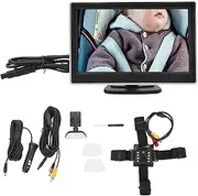 Baby Car Mirror, Back Seat Baby Camera, 5in HD 800RGB Night Vision Monitor, 12V-24V Baby Car Mirror Camera System
