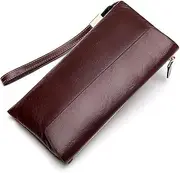[KXUISDUJ] FashionMens Credit Card Wallet Long Wallet Genuine Leather Billfold Zip Around Checkbook Wallet Credit Card Slots (Color : Black, Size : 20.5 * 10cm), Brown, Brown, 20.5*10cm