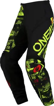 ONeal Element Attack S23, textile pants youth , color: Black/Neon-Yellow , size: 24
