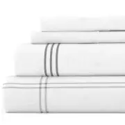 Premium 4 Piece Gray Checkered Flannel Queen Sheet Set