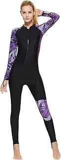 [FEOYA] Full Body Wetsuit Women Surfing Diing Suit Scuba Dive Skin Rash Guard One Piece Long Sleee Zip Quick Dry Sunsuit