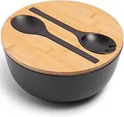 Bamboo Fiber Salad Bowl,Salad Serving Bowl,Bowl with Bamboo Lid and Spork,Salad Serving Bowl Set,for Fruits,Salads and Vegetables,Pasta