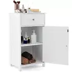 White Floor Storage Cabinet Bathroom Organizer Cupboard Drawer Shelf Bath Towel