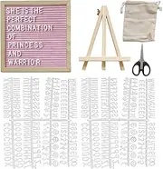 Changeable Letter Board – Felt Board with Stand, Wooden Frame Bulletin, Announcement Board | 9.84x9.84 Inch, Rustic Design Ideal for Pregnancy Announcements, Weddings, Birthday Parties