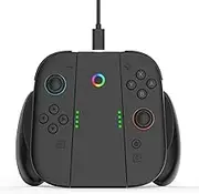 JDDWIN Switch 2 Joy Con Charging Grip, Comfort Controller Charger for Nintendo Switch 2 (2025) & Switch OLED/ODM Accessories, Joy Con Grip with LED Indicator and USB-C Cable, Charge Dock Stand