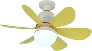 Oimzzr E27 Fan Lamp Tri-Color Dimming Home Bedroom Study Room Living Room Fan Lamp Infinitely Dimmable Timing Function with Remote Controller Yellow 40W