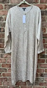 NWT Eileen Fisher Bramble Prism Silk/Organic Cotton Round Neck C/L Dress $318 L